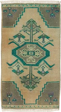 Vintage Turkish Hand-Knotted Rug - 1' 5" x 2' 7" (17" x 31")