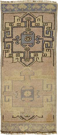 Alfombra Vintage Turca Anudada a Mano - 38 cm x 88 cm