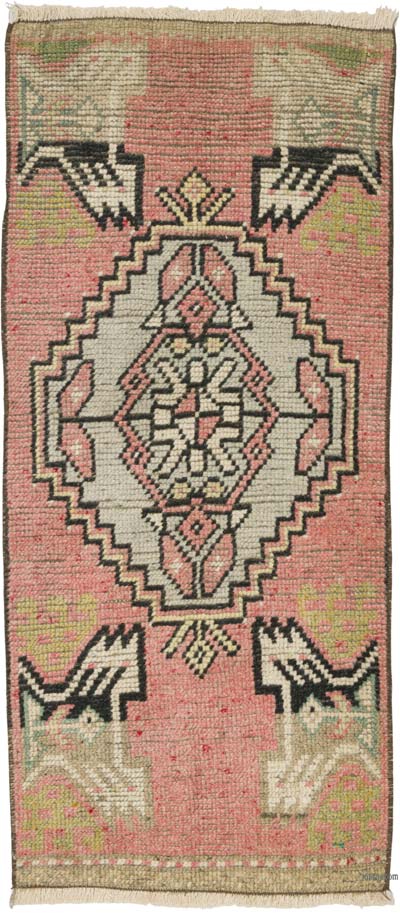 Alfombra Vintage Turca Anudada a Mano - 44 cm x 101 cm