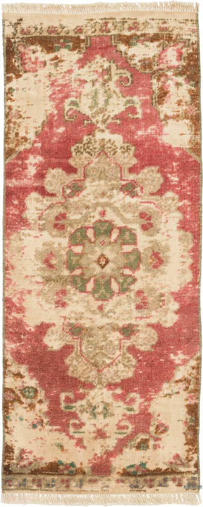 Alfombra Vintage Turca Anudada a Mano - 41 cm x 104 cm