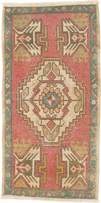 Alfombra Vintage Turca Anudada a Mano - 49 cm x 99 cm