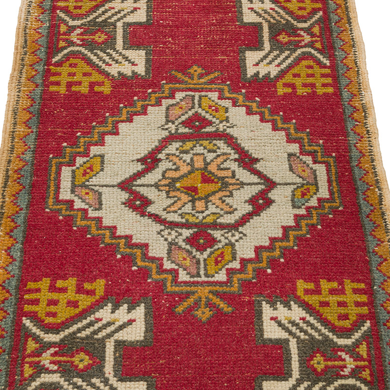 El Dokuma Vintage Halı - 48 cm x 89 cm - K0086381