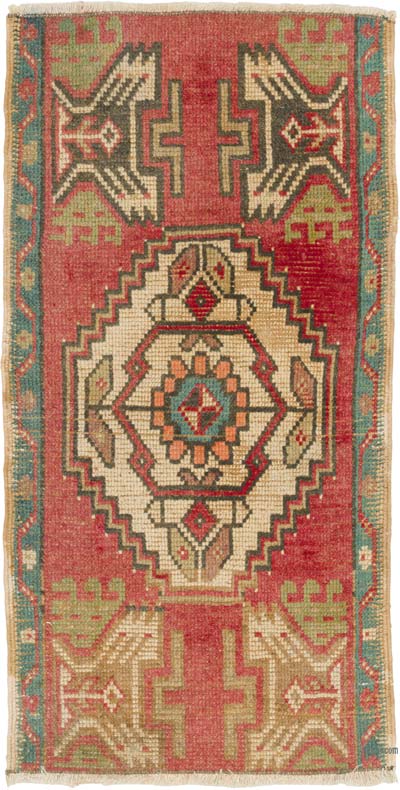 El Dokuma Vintage Halı - 46 cm x 91 cm