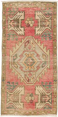 Alfombra Vintage Turca Anudada a Mano - 48 cm x 97 cm