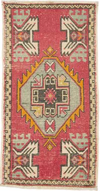El Dokuma Vintage Halı - 53 cm x 100 cm