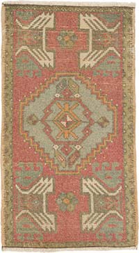 Alfombra Vintage Turca Anudada a Mano - 51 cm x 90 cm