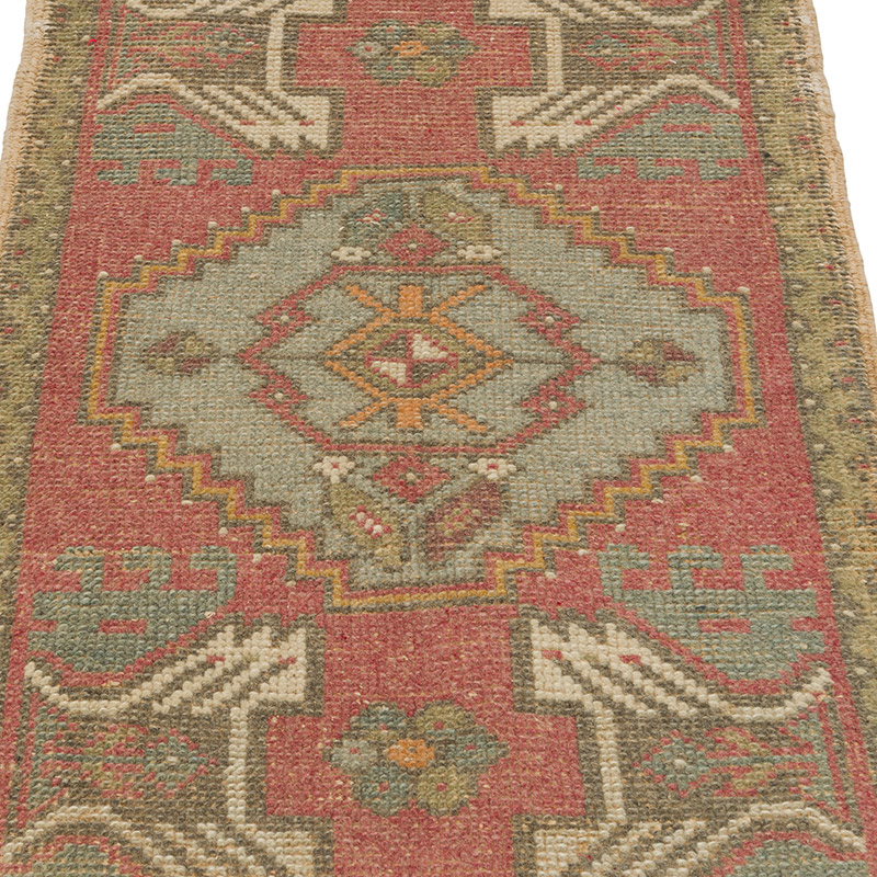 El Dokuma Vintage Halı - 51 cm x 90 cm - K0086408