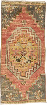 Alfombra Vintage Turca Anudada a Mano - 44 cm x 99 cm