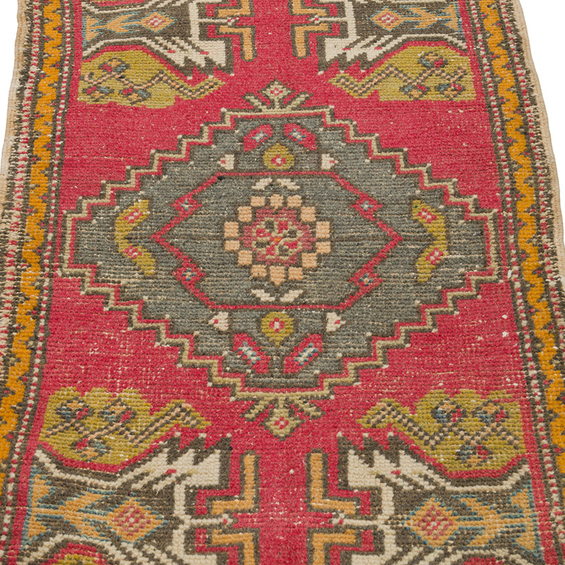 El Dokuma Vintage Halı - 52 cm x 98 cm - K0086414