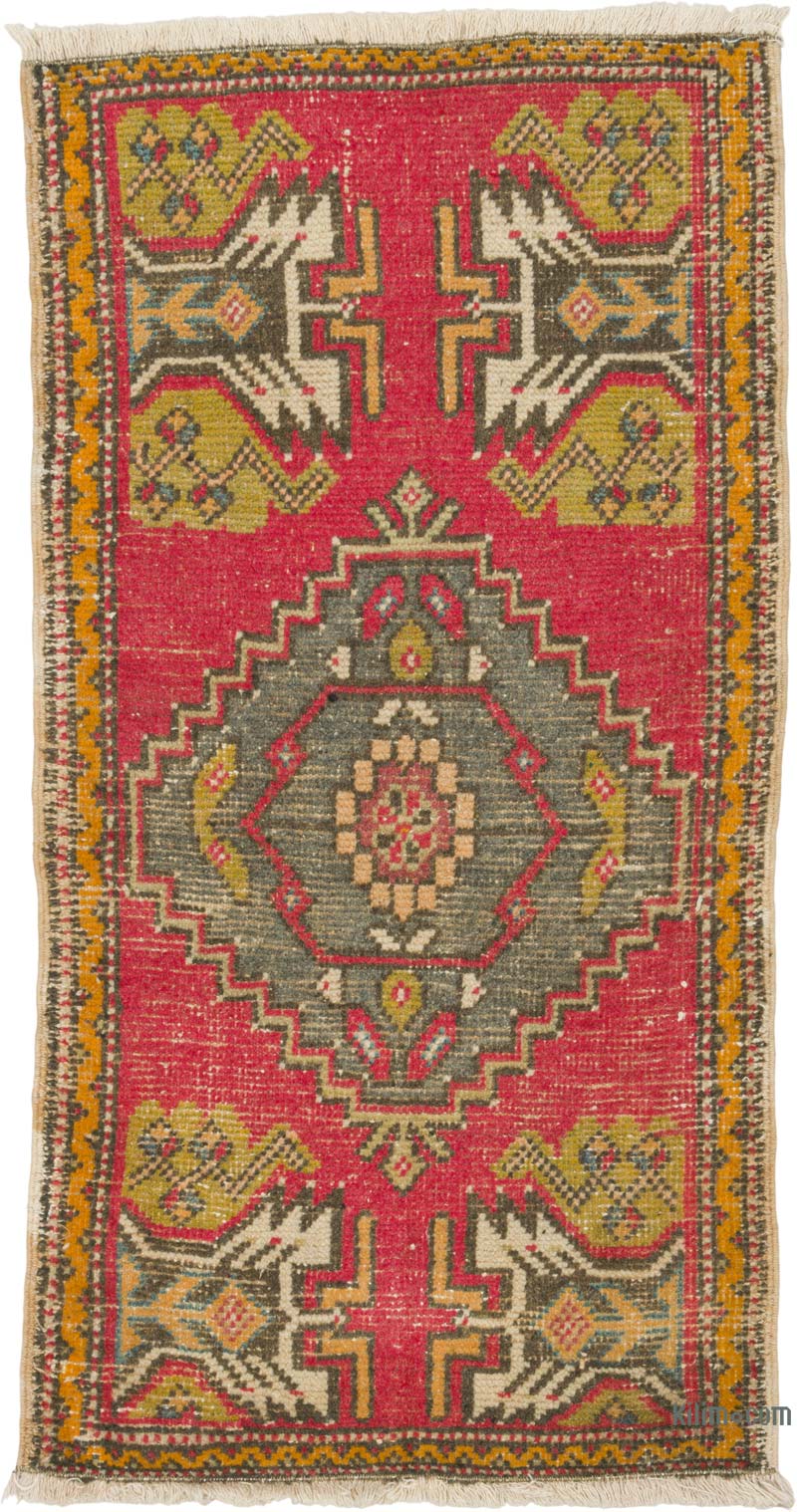 El Dokuma Vintage Halı - 52 cm x 98 cm - K0086414