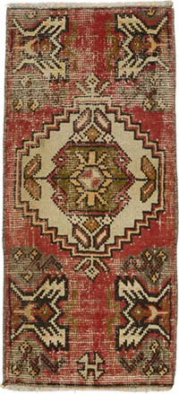 Alfombra Vintage Turca Anudada a Mano - 39 cm x 86 cm