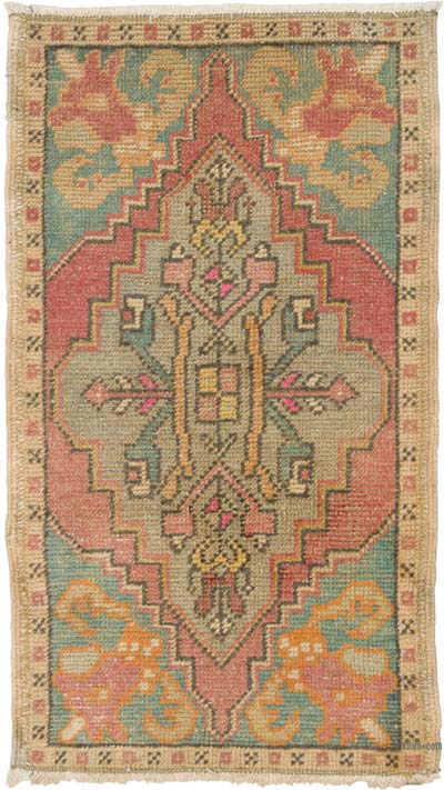 Alfombra Vintage Turca Anudada a Mano - 52 cm x 93 cm