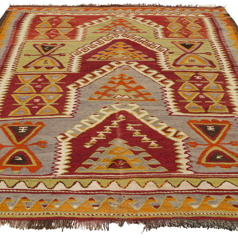 Vintage Konya Obruk Kilimi - 138 cm x 203 cm - K0086457