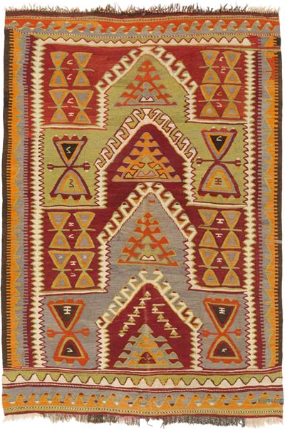 Vintage Konya Obruk Kilim Rug - 4' 6" x 6' 8" (54" x 80")
