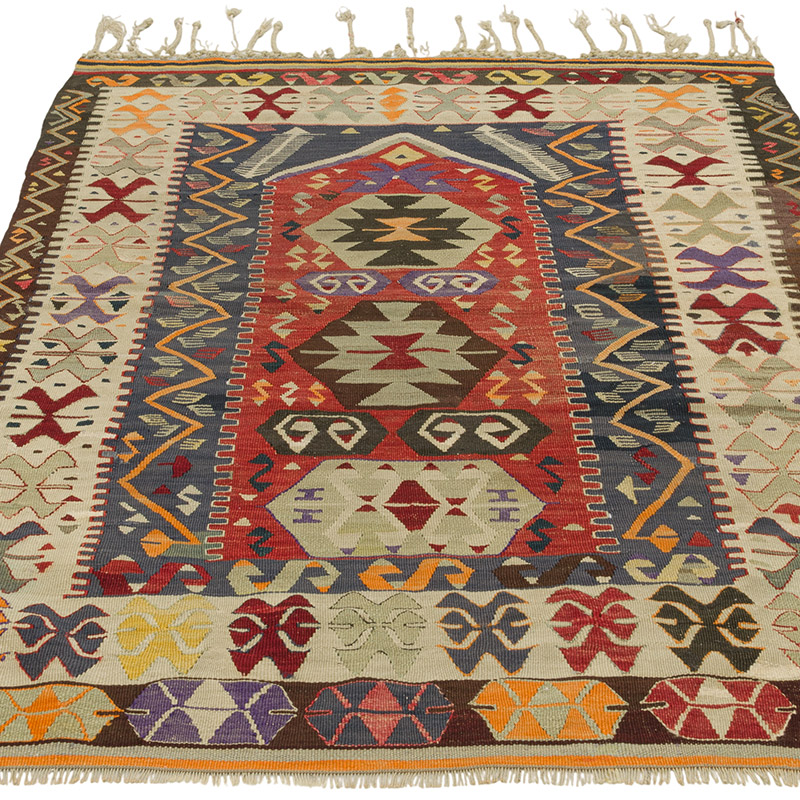 Alfombra Vintage Kilim Turca - 107 cm x 142 cm - K0086458
