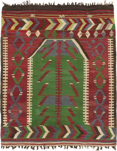 Vintage Turkish Kilim Rug - 3' 6" x 4' 3" (42" x 51")