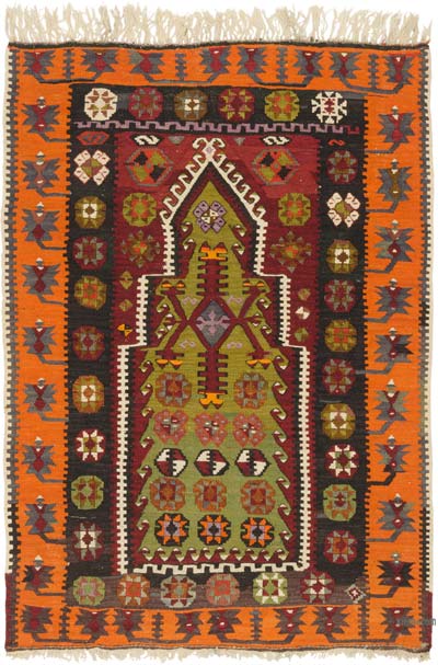 Vintage Turkish "Yozgat" Kilim Rug - 3' 5" x 4' 10" (41" x 58")