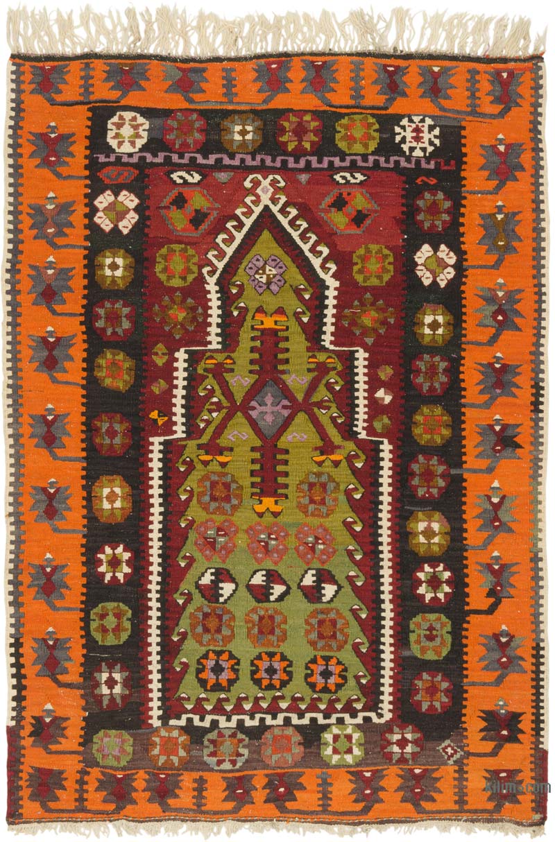 Vintage Turkish "Yozgat" Kilim Rug - 3' 5" x 4' 10" (41" x 58") - K0086462