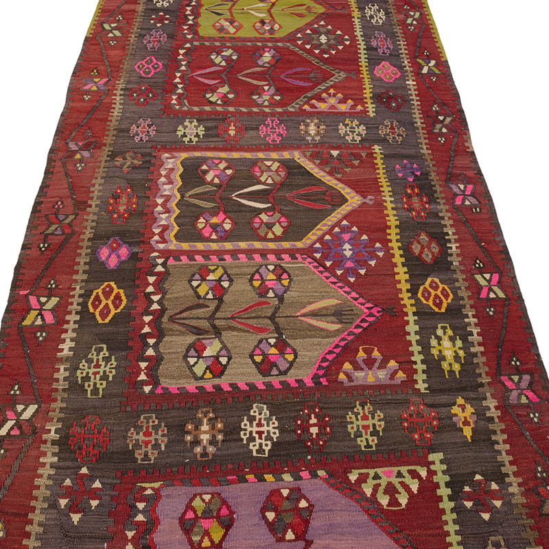 Vintage Turkish "Saf" Kilim Runner - 3' 7" x 12' 6" (43" x 150") - K0086471