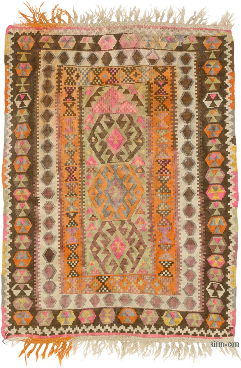 Vintage Turkish Kilim Rug - 3' 3" x 4' 5" (39" x 53") - K0086473