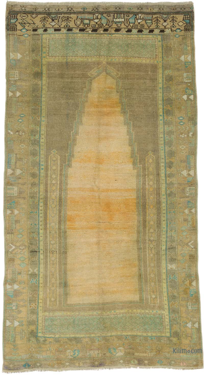 El Dokuma Vintage Halı - 126 cm x 233 cm - K0086497