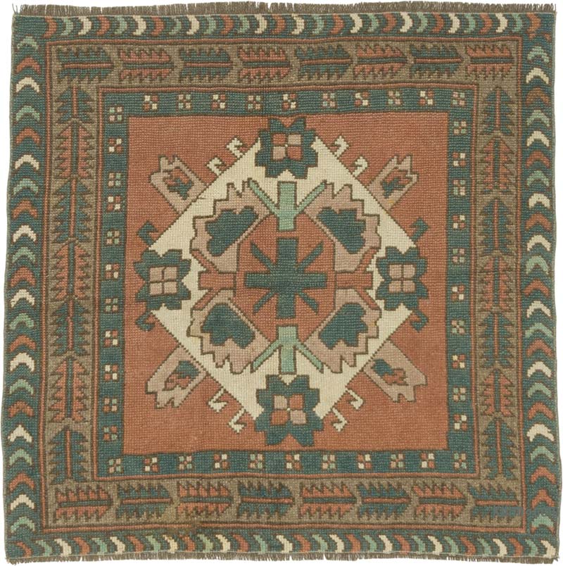 El Dokuma Vintage Halı - 101 cm x 100 cm - K0086502
