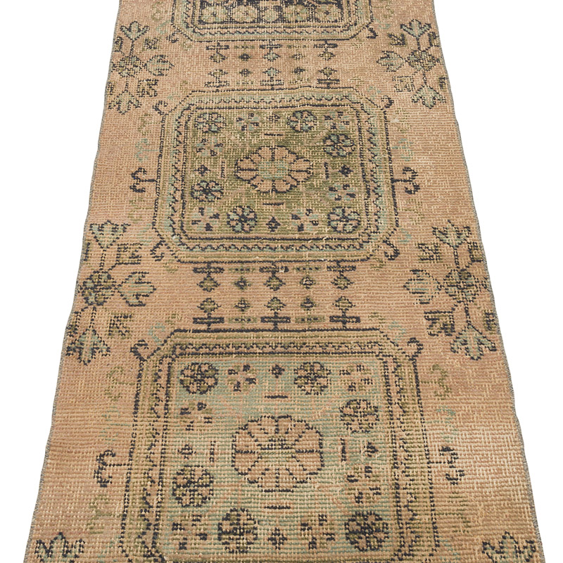 Pasillo Vintage Turco Anudado a Mano - 73 cm x 337 cm - K0086512