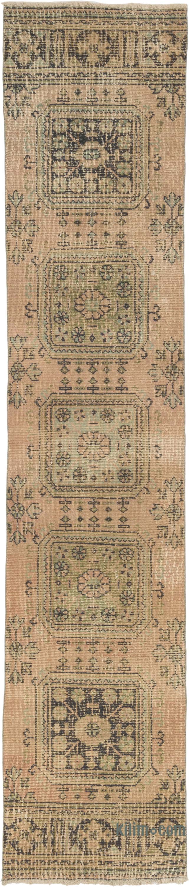 Pasillo Vintage Turco Anudado a Mano - 73 cm x 337 cm - K0086512