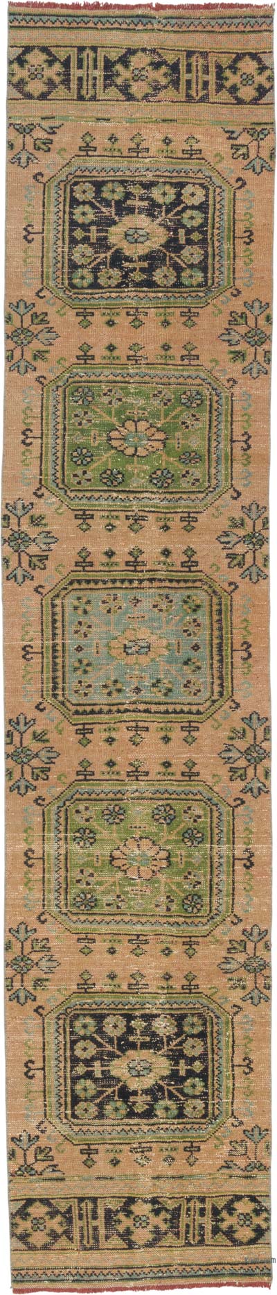 Pasillo Vintage Turco Anudado a Mano - 73 cm x 345 cm