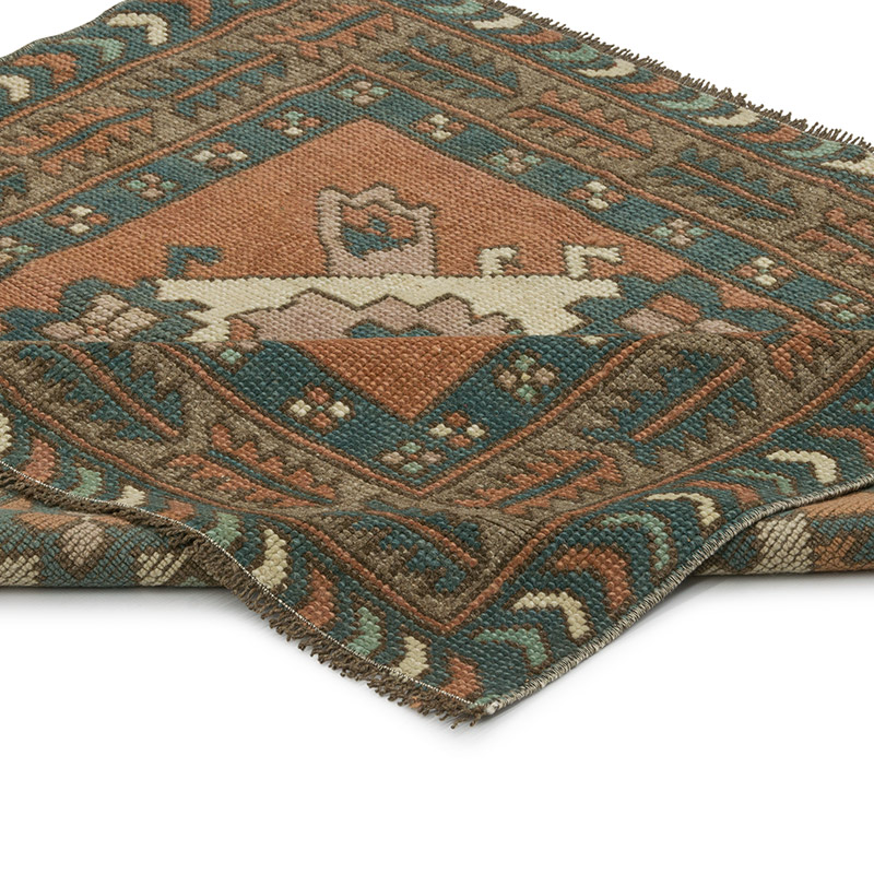 El Dokuma Vintage Halı - 102 cm x 90 cm - K0086520