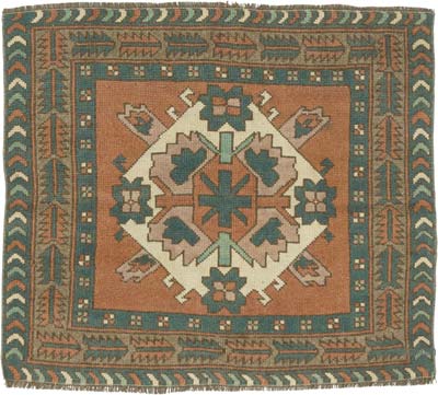 Alfombra Vintage Turca Anudada a Mano - 102 cm x 90 cm