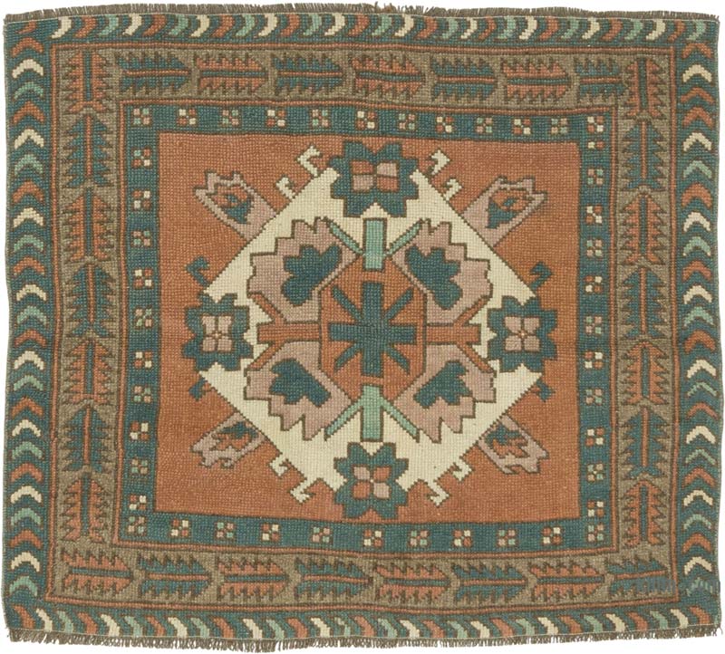 El Dokuma Vintage Halı - 102 cm x 90 cm - K0086520