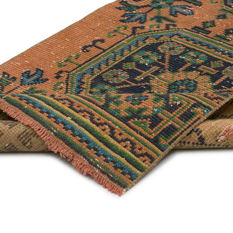 Pasillo Vintage Turco Anudado a Mano - 76 cm x 353 cm - K0086533