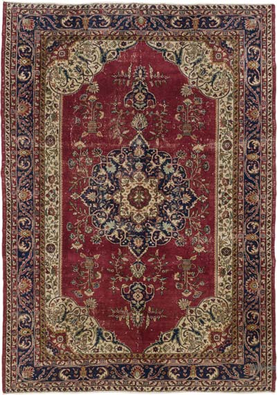 Vintage Turkish Hand-Knotted Rug - 7' 1" x 10'  (85" x 120")