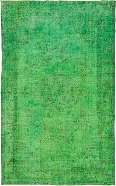Boyalı El Dokuma Vintage Halı - 193 cm x 305 cm