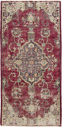 Vintage Turkish Hand-Knotted Rug - 105 cm x 216 cm