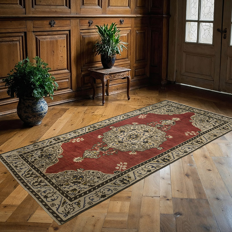 Alfombra Vintage Turca Anudada a Mano - 109 cm x 224 cm - K0086796