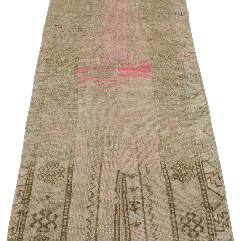 Pasillo Vintage Turco Anudado a Mano - 70 cm x 380 cm - K0086797