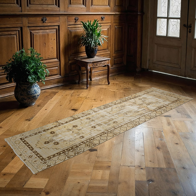 Pasillo Vintage Turco Anudado a Mano - 78 cm x 264 cm - K0086802