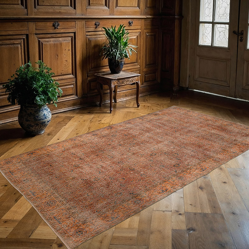 Over-dyed Vintage Hand-Knotted Turkish Rug - 4' 7" x 8' 3" (55" x 99") - K0086809