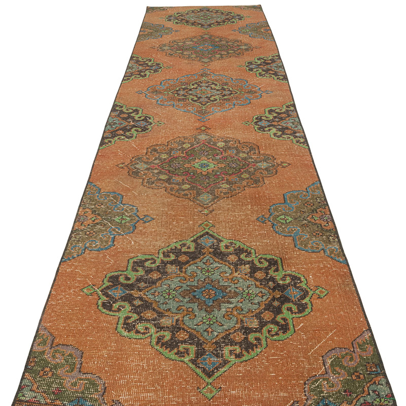 Pasillo Vintage Turco Anudado a Mano - 84 cm x 358 cm - K0086821