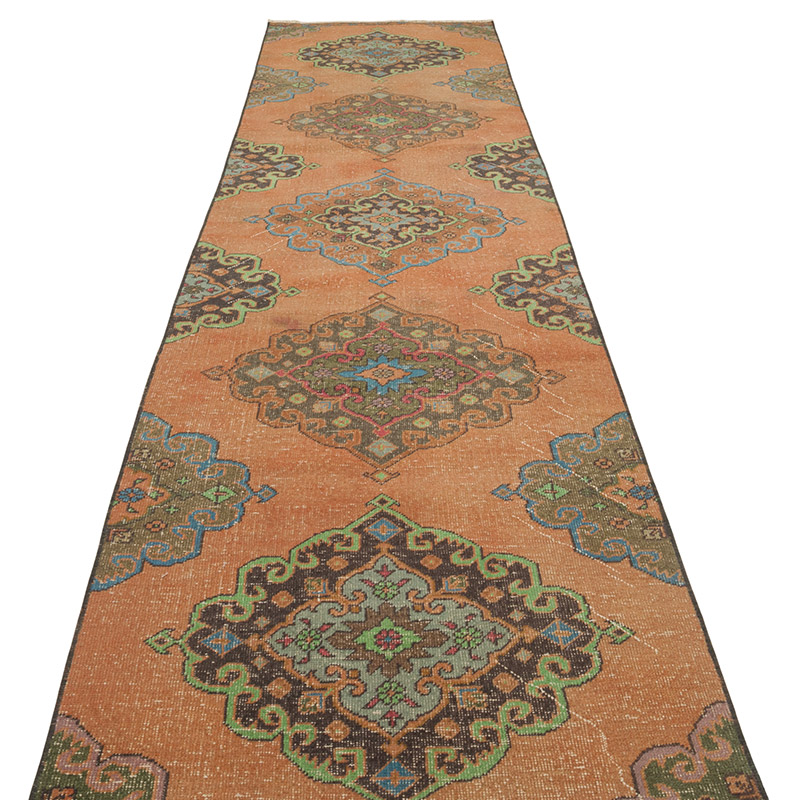Pasillo Vintage Turco Anudado a Mano - 84 cm x 358 cm - K0086821