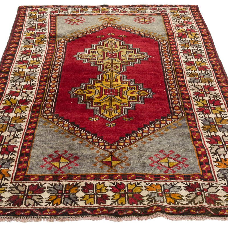 Alfombra Vintage Turca Anudada a Mano - 114 cm x 196 cm - K0086835