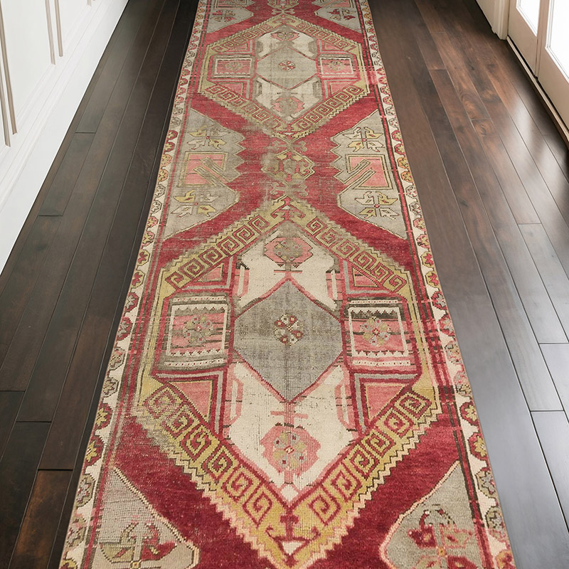 Pasillo Vintage Turco Anudado a Mano - 108 cm x 321 cm - K0086841