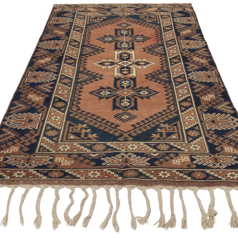Alfombra Vintage Turca Anudada a Mano - 110 cm x 215 cm - K0086858