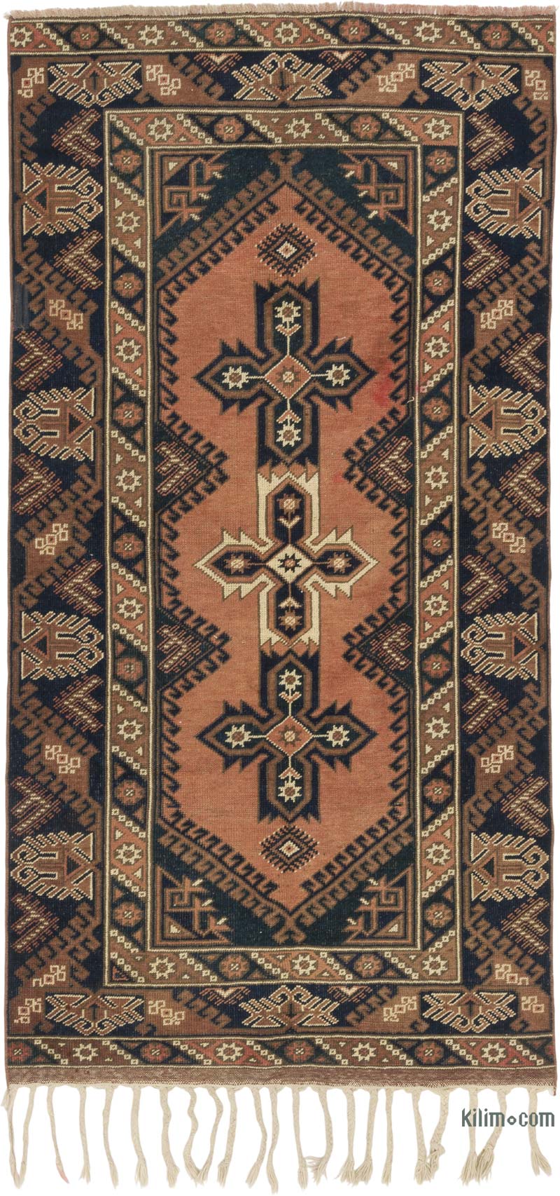 Alfombra Vintage Turca Anudada a Mano - 110 cm x 215 cm - K0086858