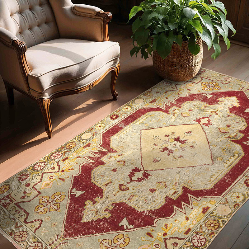 Alfombra Vintage Turca Anudada a Mano - 140 cm x 214 cm - K0086866