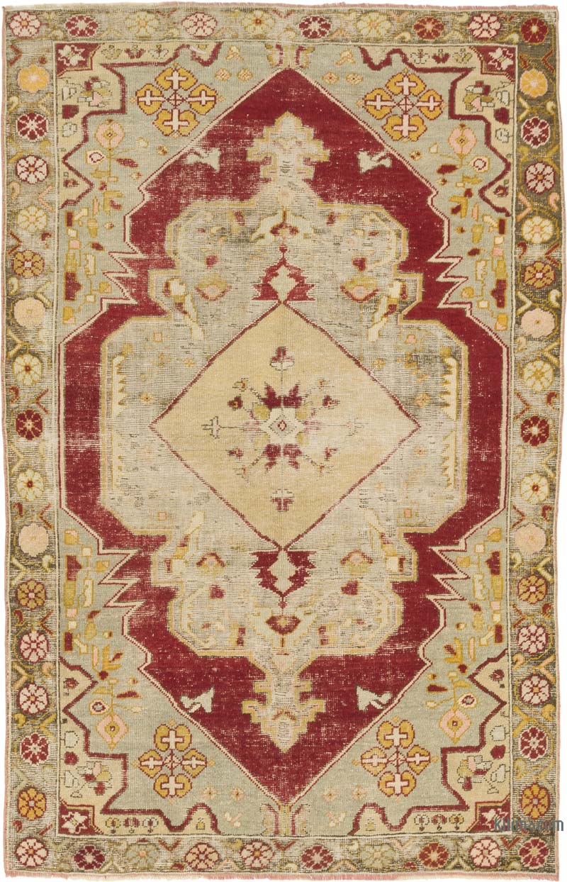 Vintage Turkish Hand-Knotted Rug - 4' 7" x 7'  (55" x 84") - K0086866