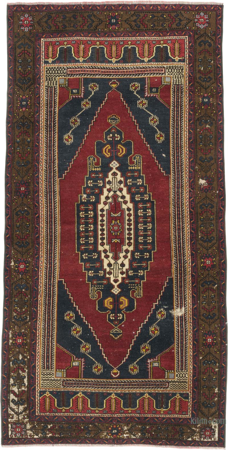 Alfombra Vintage Turca Anudada a Mano - 122 cm x 234 cm - K0086874