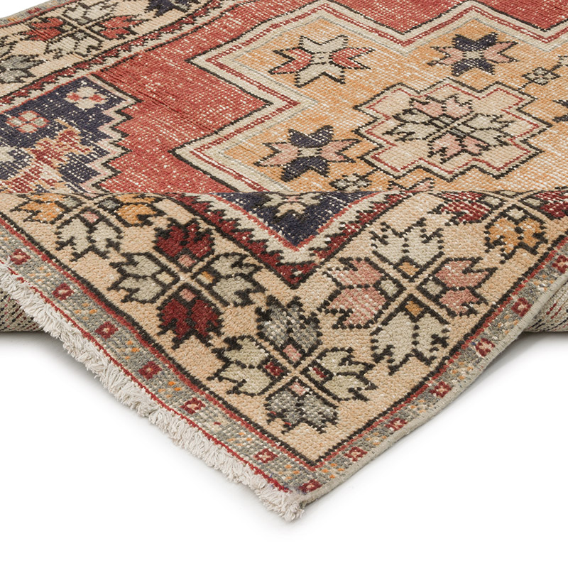 Alfombra Vintage Turca Anudada a Mano - 121 cm x 226 cm - K0086882